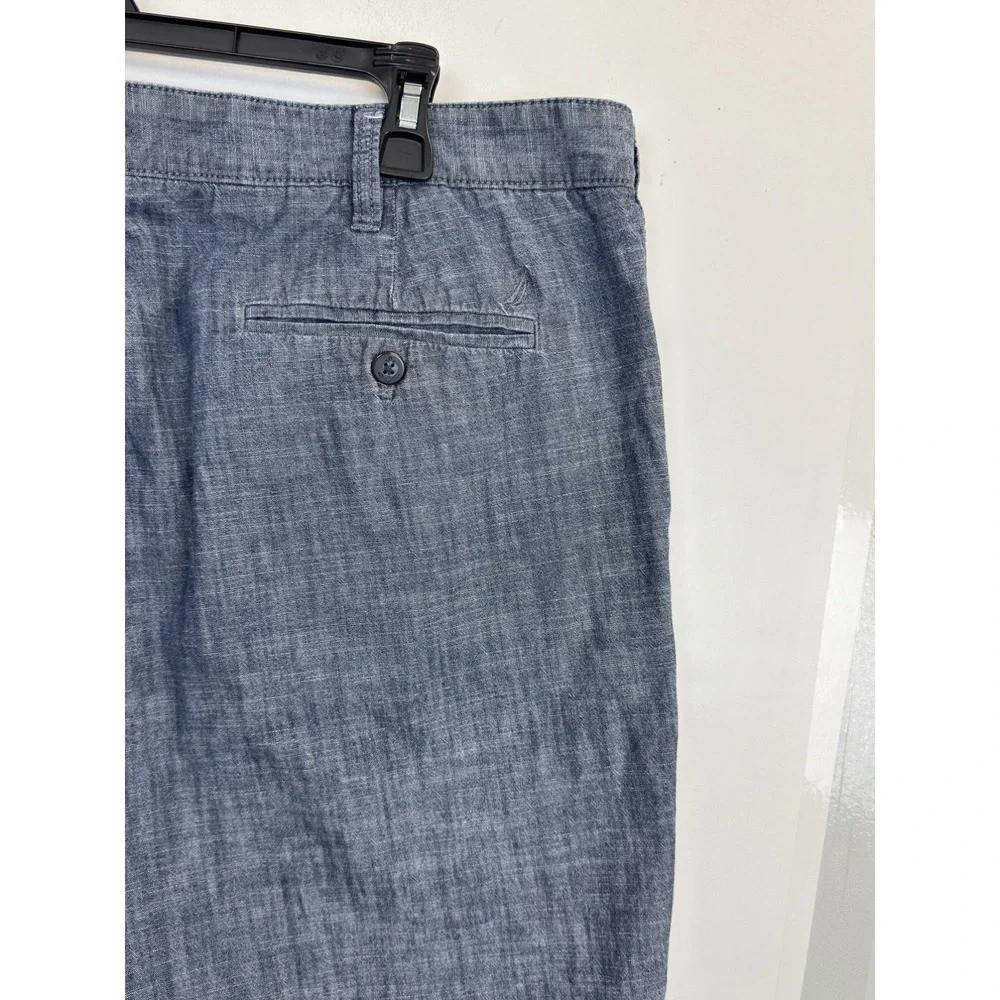 Nautica Men's  Size 40 Chambray Shorts Classic Fit Flat Front Indigo 8